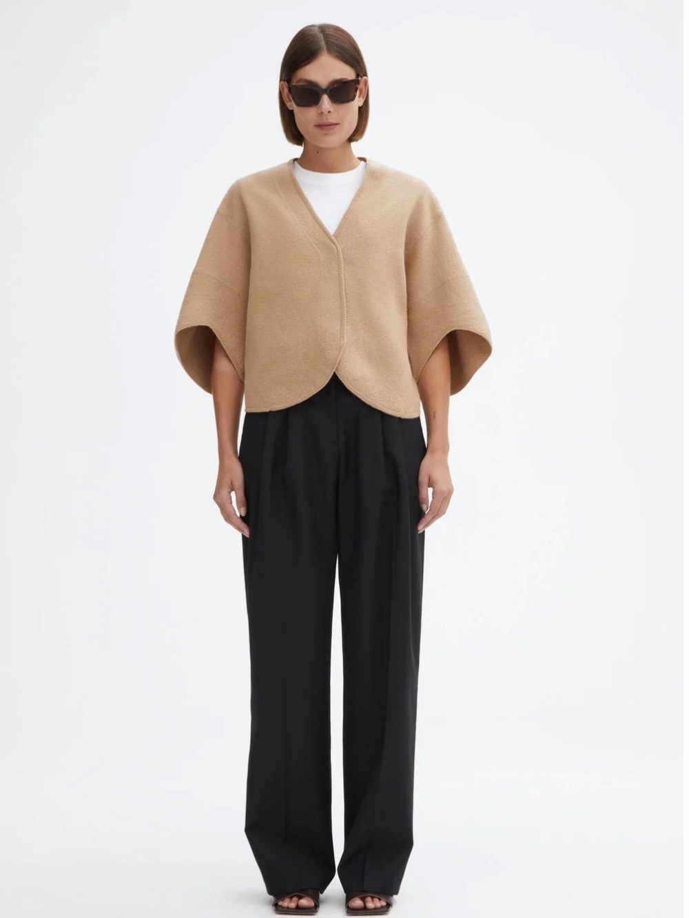 House of Dagmar Short Wool Cardigan, Camel
